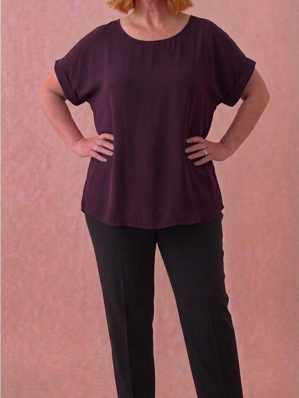 Cuffed Short Sleeve Blouse